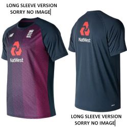 2019/20 England New Balance Cricket Long Sleeve Training Tee Claret  Snr